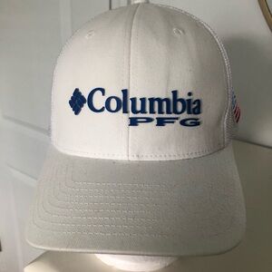 Columbia PFG White Cap with Blue Logo